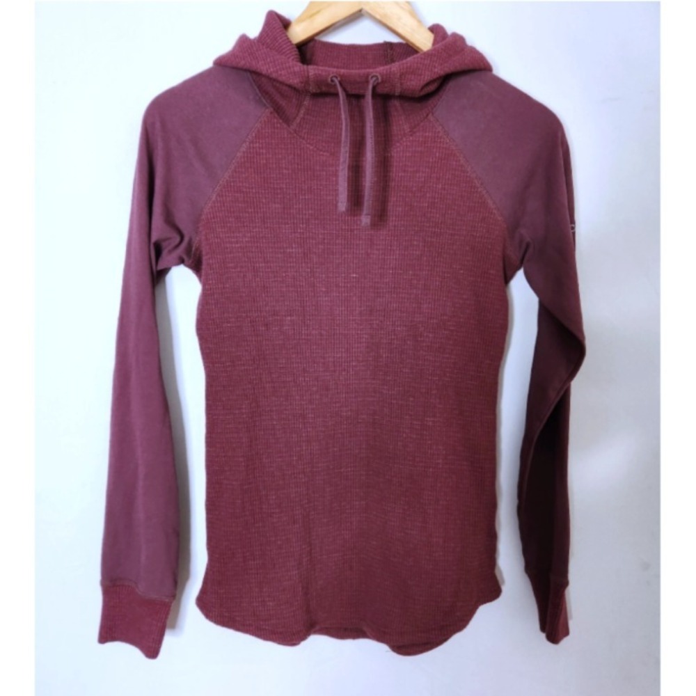 Columbia Thermal Hoodie Top Women's Size Small‎ Burgundy Red Waffle Knit
